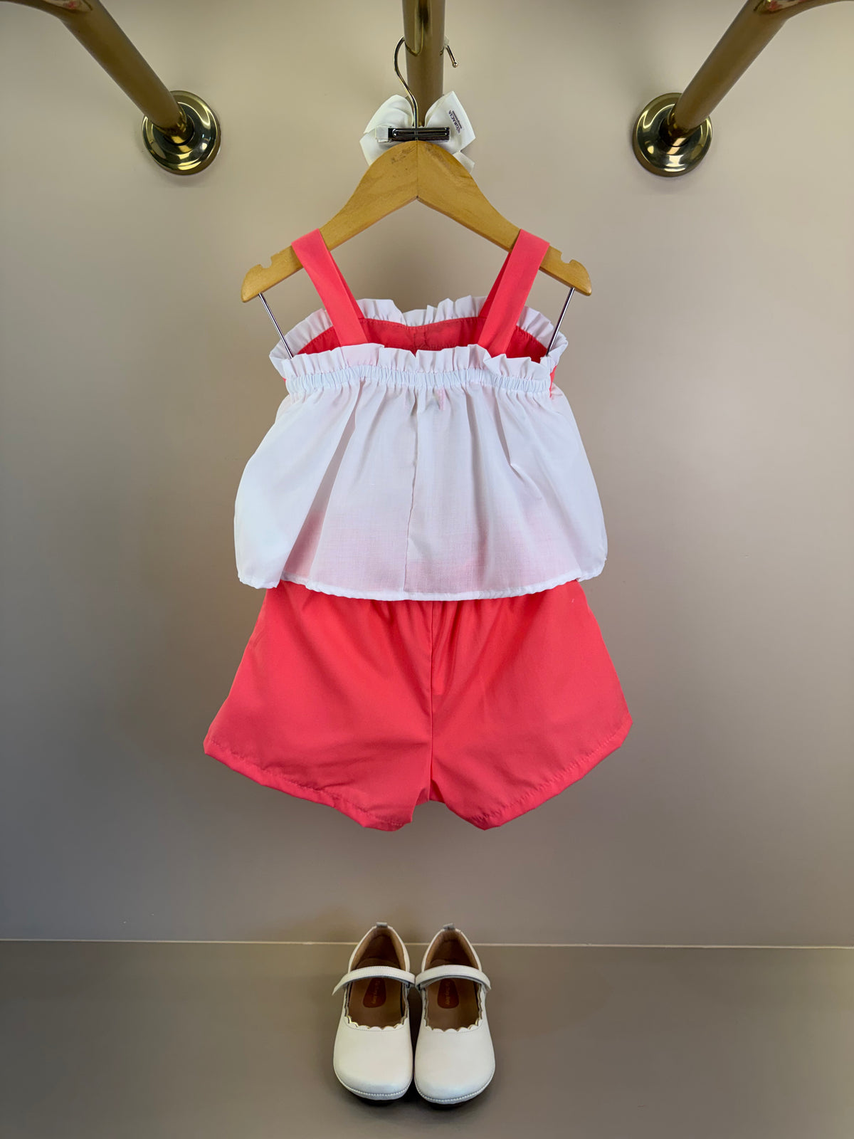 Conjunto Infantil Blusa Bordado Laço Maxxi e Shorts Rosa - Mon Sucré