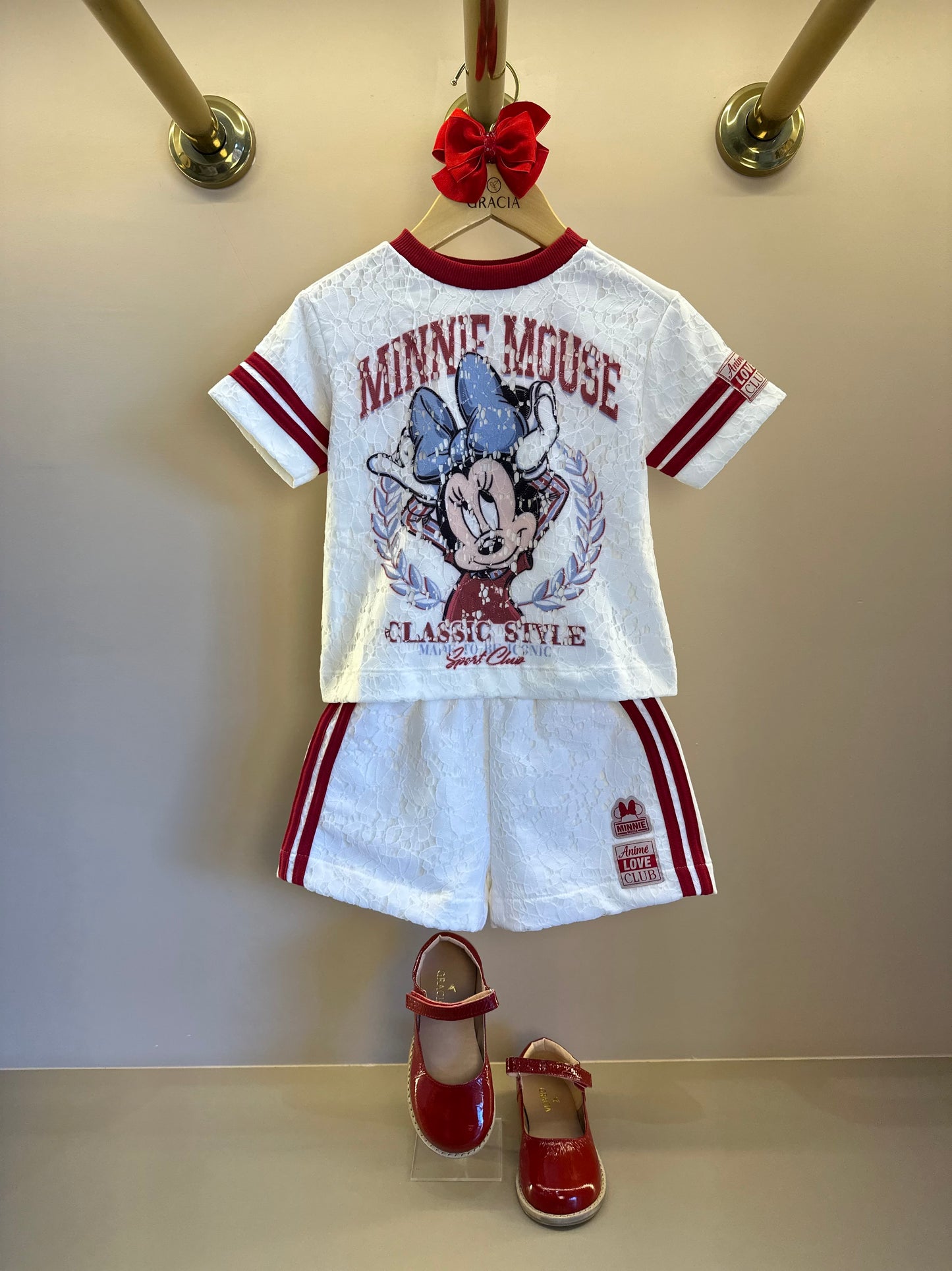 Conjunto Infantil Blusa e Shorts Minnie Mouse Classic Style Pérola - Animê