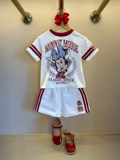 Conjunto Infantil Blusa e Shorts Minnie Mouse Classic Style Pérola - Animê