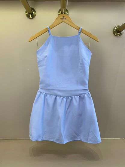 Conjunto Teen Blusa Cropped e Saia de Crepe - Vanilla Cream
