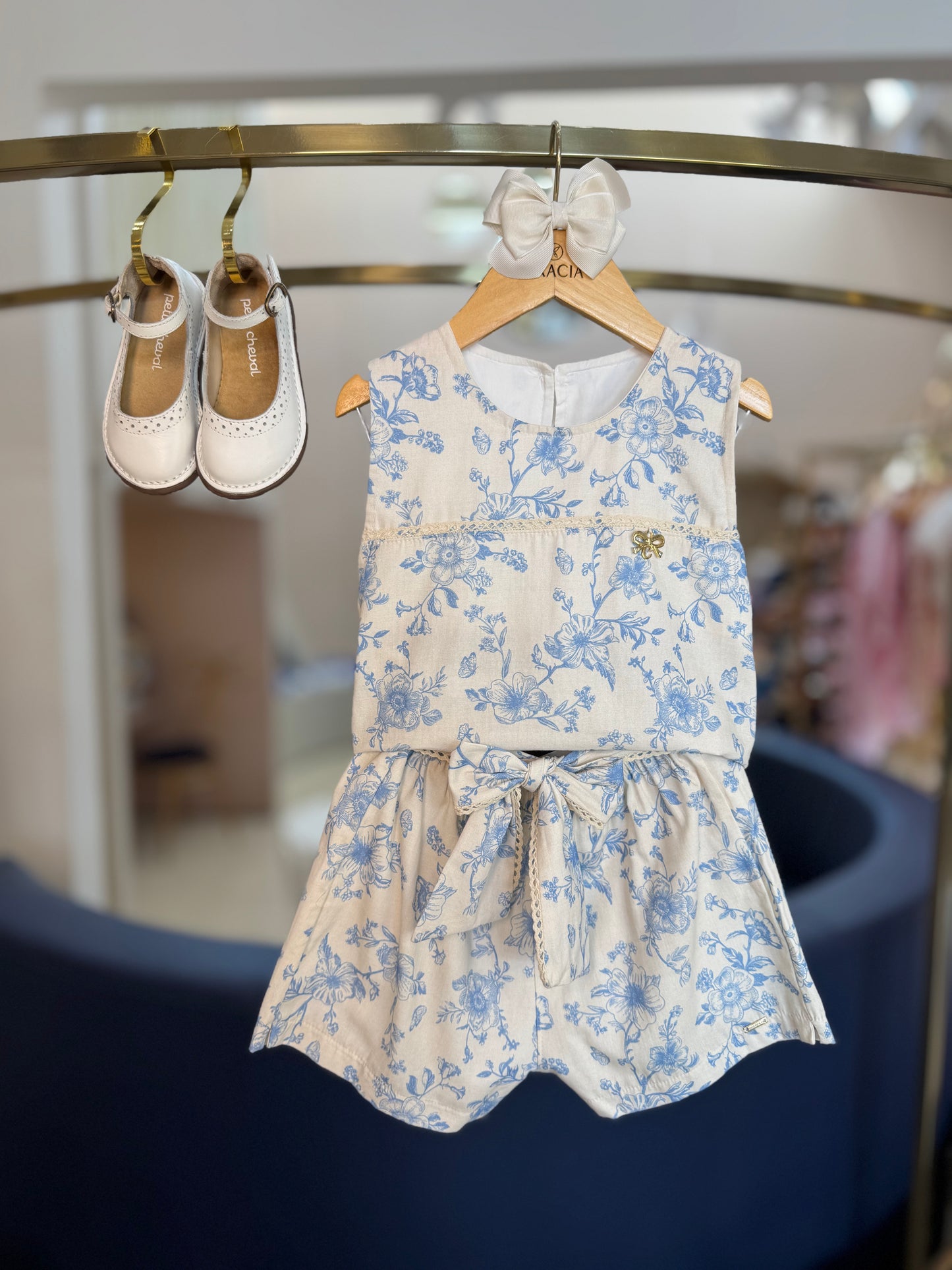 Conjunto Infantil Blusa e Shorts Algodão Toile Du Jour Azul - Charpey