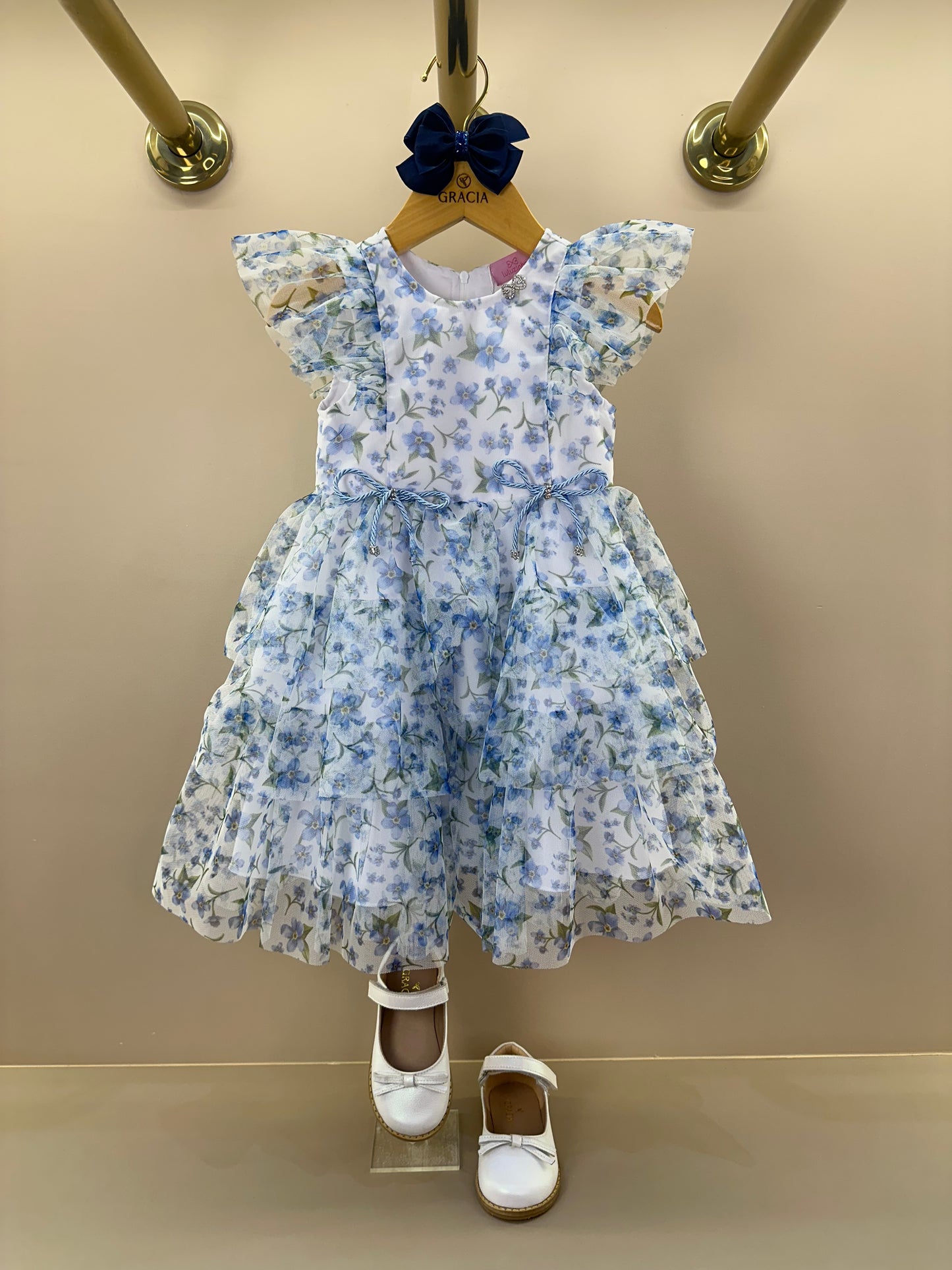 Vestido Infantil Festa Estampa Floral no Tule - Luluzinha