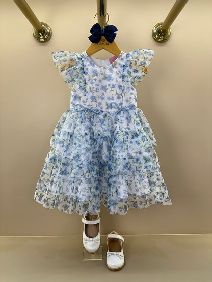Vestido Infantil Festa Estampa Floral no Tule - Luluzinha