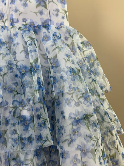 Vestido Infantil Festa Estampa Floral no Tule - Luluzinha