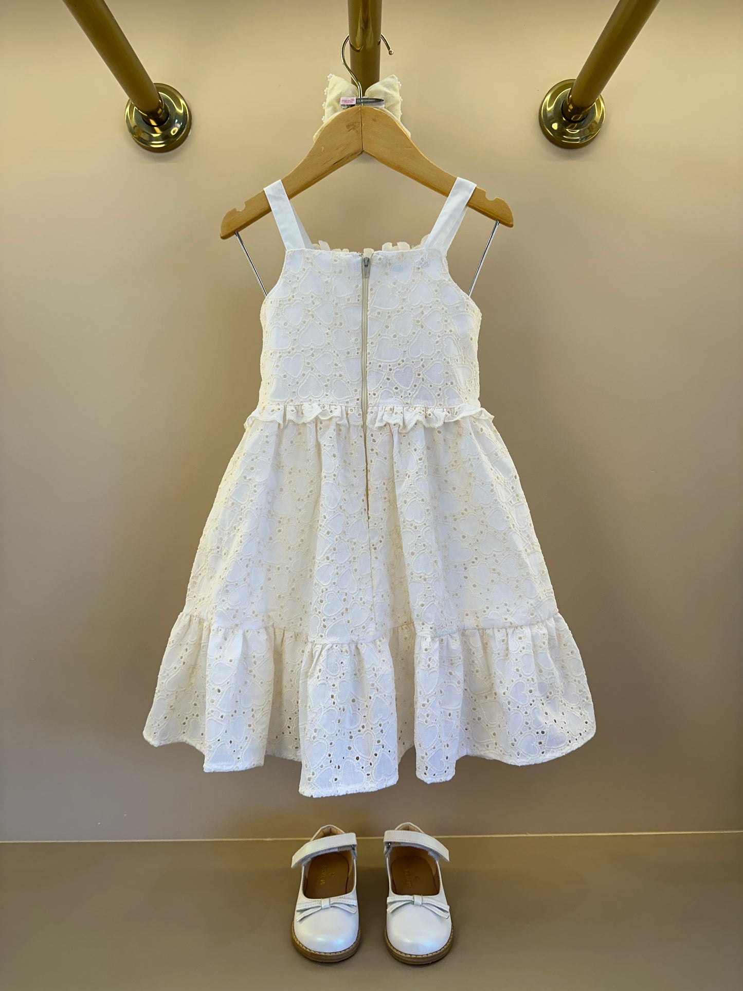 Vestido Infantil  Laise Coração e Rendinha na Pala -  Gabriela Aquarela