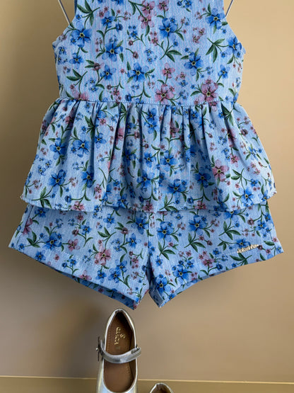 Conjunto Infantil Estampa Exclusiva Blusa Com Babado e Shorts - Luluzinha