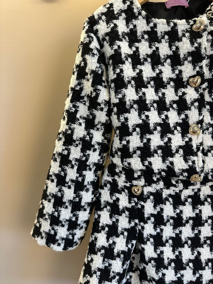 Conjunto Infantil Clássico Tweed Casaco e Saia P&B - Luluzinha