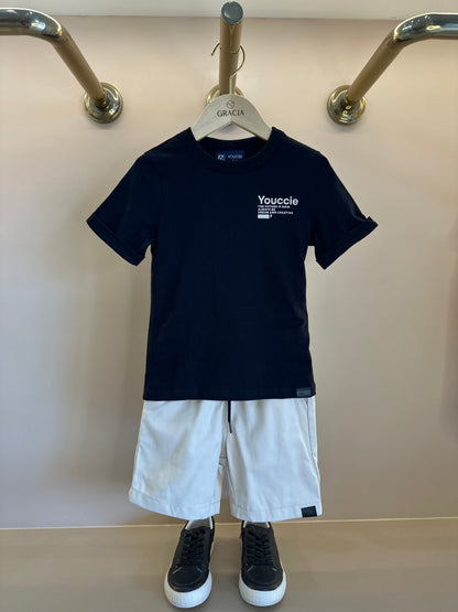 Conjunto Infantil T-Shirt Future e Bermuda Off White - Youccie