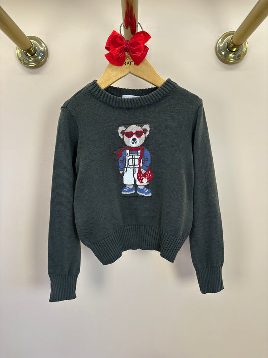 Blusa Infantil Tricot Ursinho Oliva - Um Mais Um
