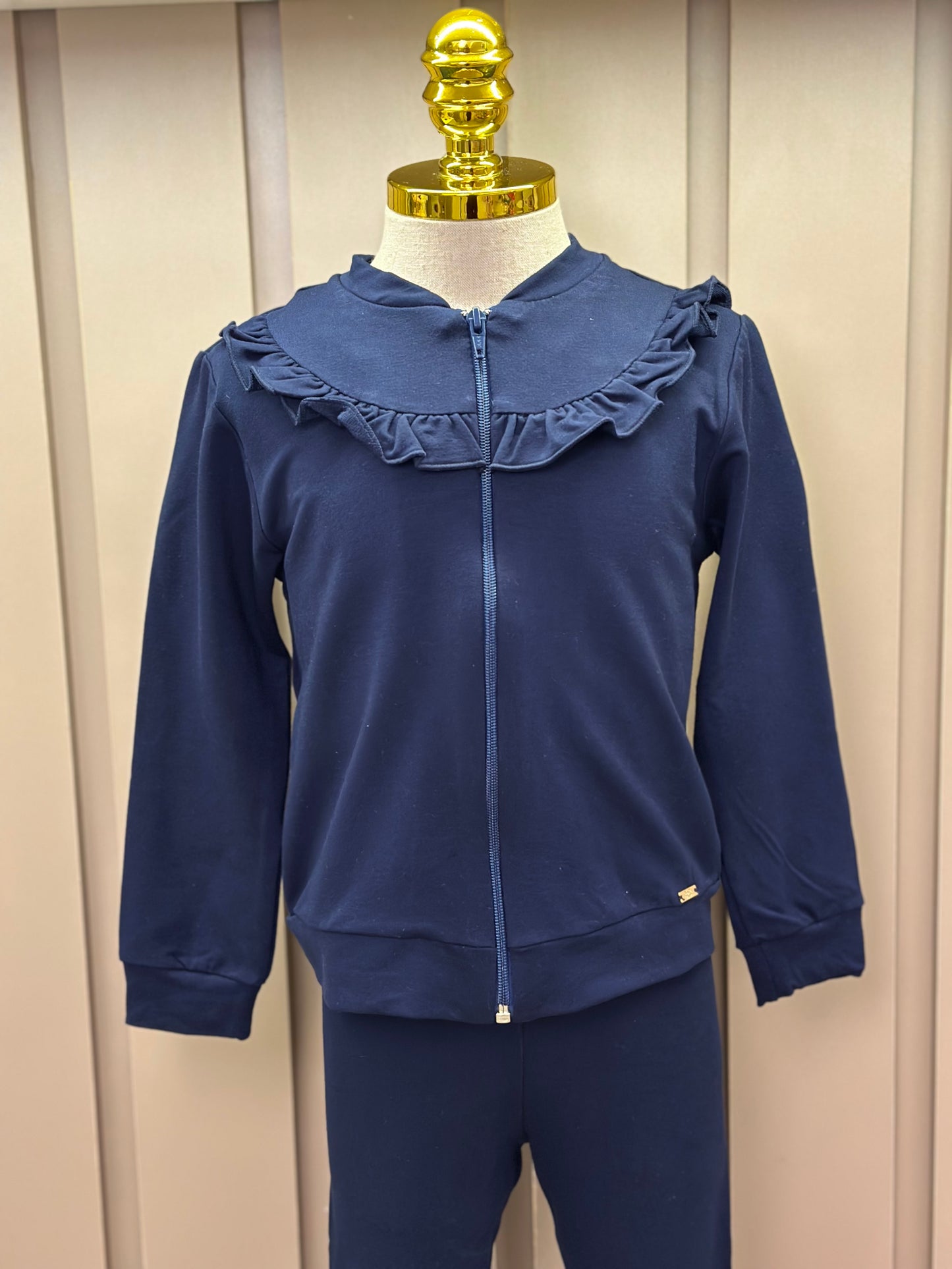 Conjunto Infantil Moletinho Algodão Blusa Zíper e Calça Montaria Marinho - Beabá