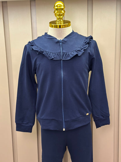 Conjunto Infantil Moletinho Algodão Blusa Zíper e Calça Montaria Marinho - Beabá