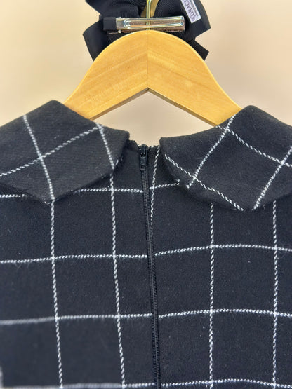 Vestido Infantil Trapézio Botões Xadrez Preto - Luluzinha