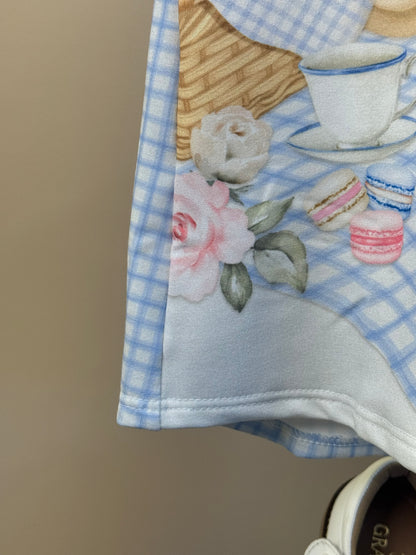 Vestido Infantil Molecotton Ursinho e Mangas Xadrez - Infanti