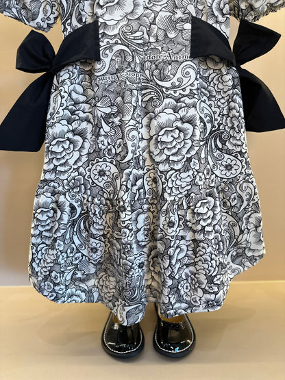 Vestido Infantil Floral Paisley Laços Preto - Animê