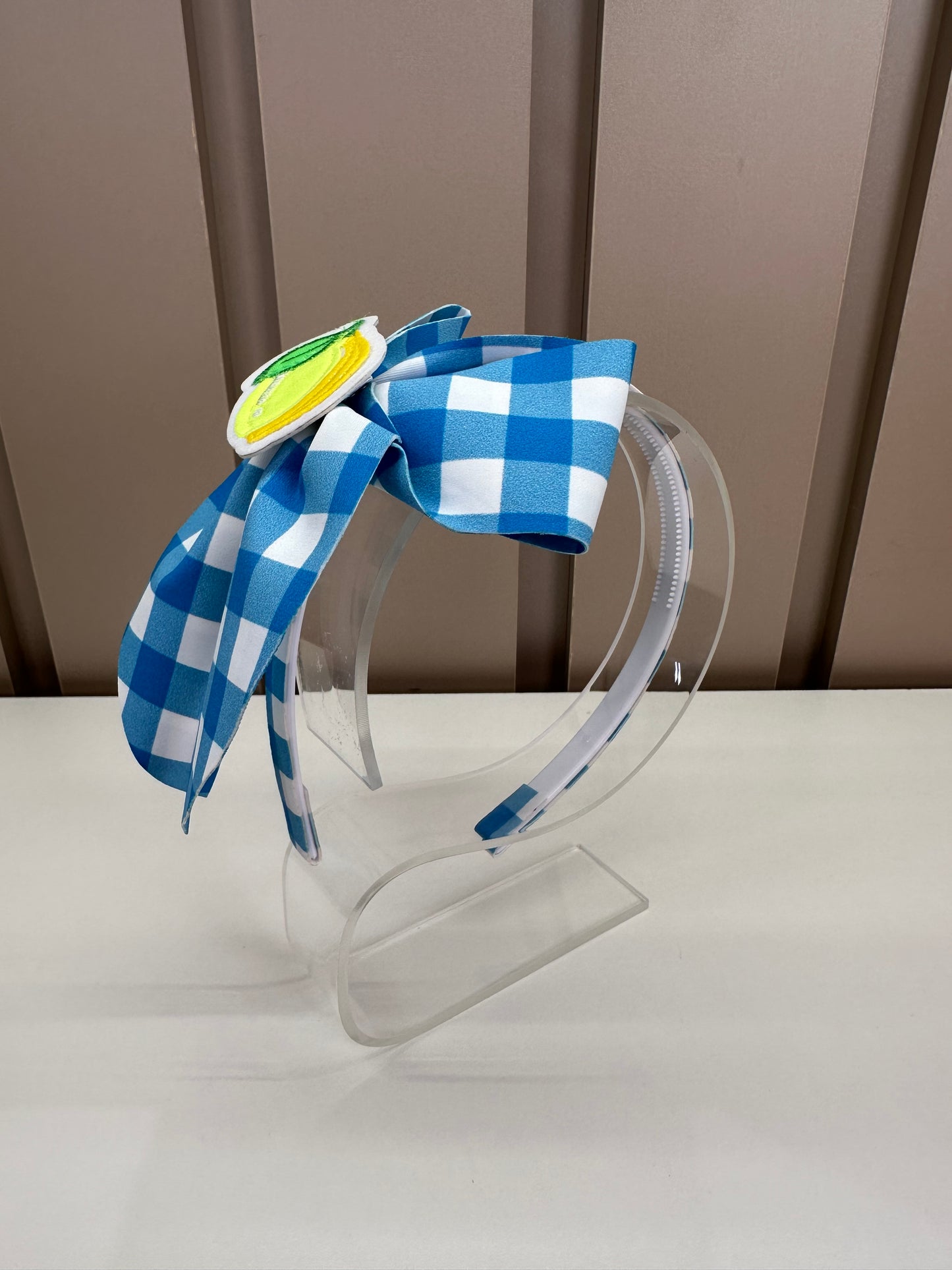 Arquinho Infantil Laço Vichy Limão - Siri Kids