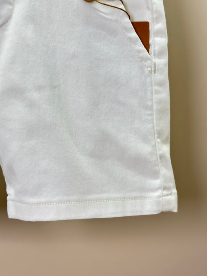 Bermuda Infantil Social Sarja Elastano Off White - Dame