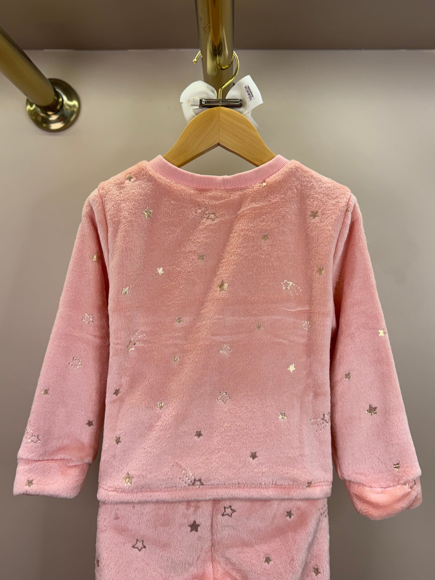 Pijama Infantil Blusão ML Ursinha e Calça Pelinho Foil Rosa Aloha - Infanti