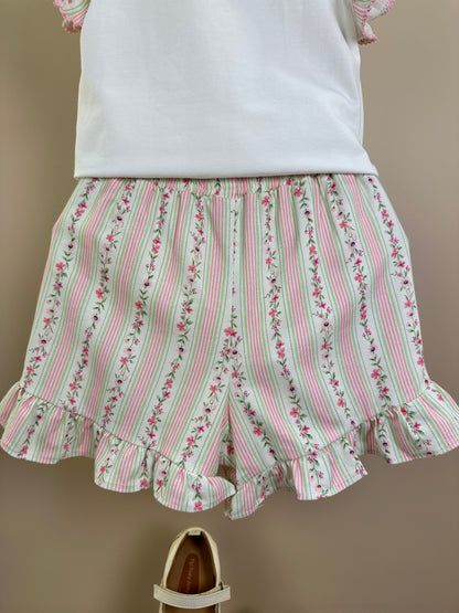 Conjunto Infantil Blusa Ursinha Laço Lateral e Shorts Linho - Petit Cherie