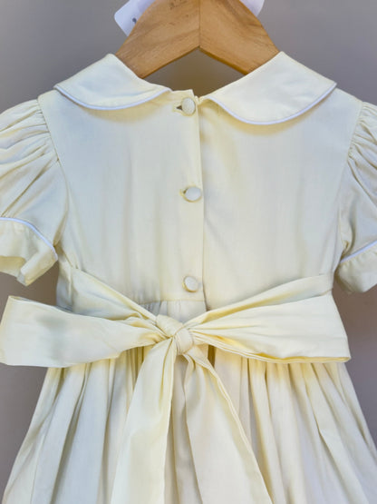 Vestido Infantil Algodão Bordado Borboleta Amarelo - Gracia