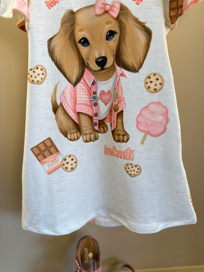 Vestido Infantil Molecotton Meus Doces Favoritos Bege Claro - Infanti