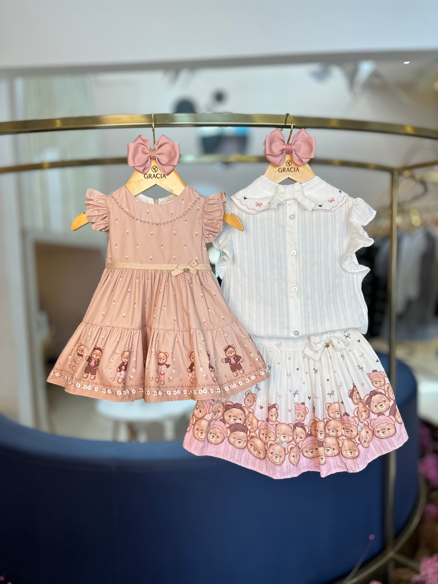 Vestido Bebê de Algodão Stylish Bears - Petit Cherie