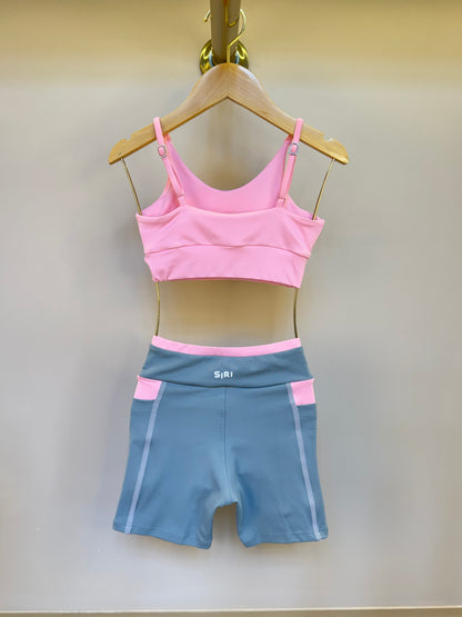 Conjunto Infantil Top Sara Ballet Rosa e Bermuda Sara Ballet Cinza - Siri Sport
