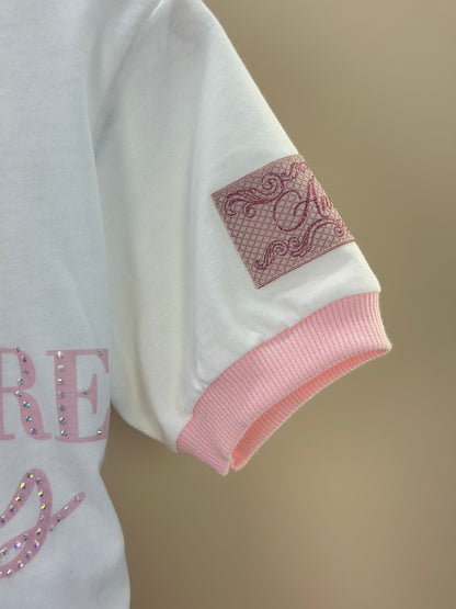 Conjunto Infantil Blusa Perolada Ballet Core Shorts e Laço Rosa - Animê Petite
