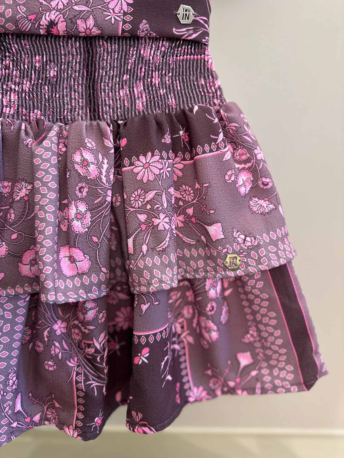 Conjunto Teen Bata Estampada Floral e Short-Saia Floral - Two In