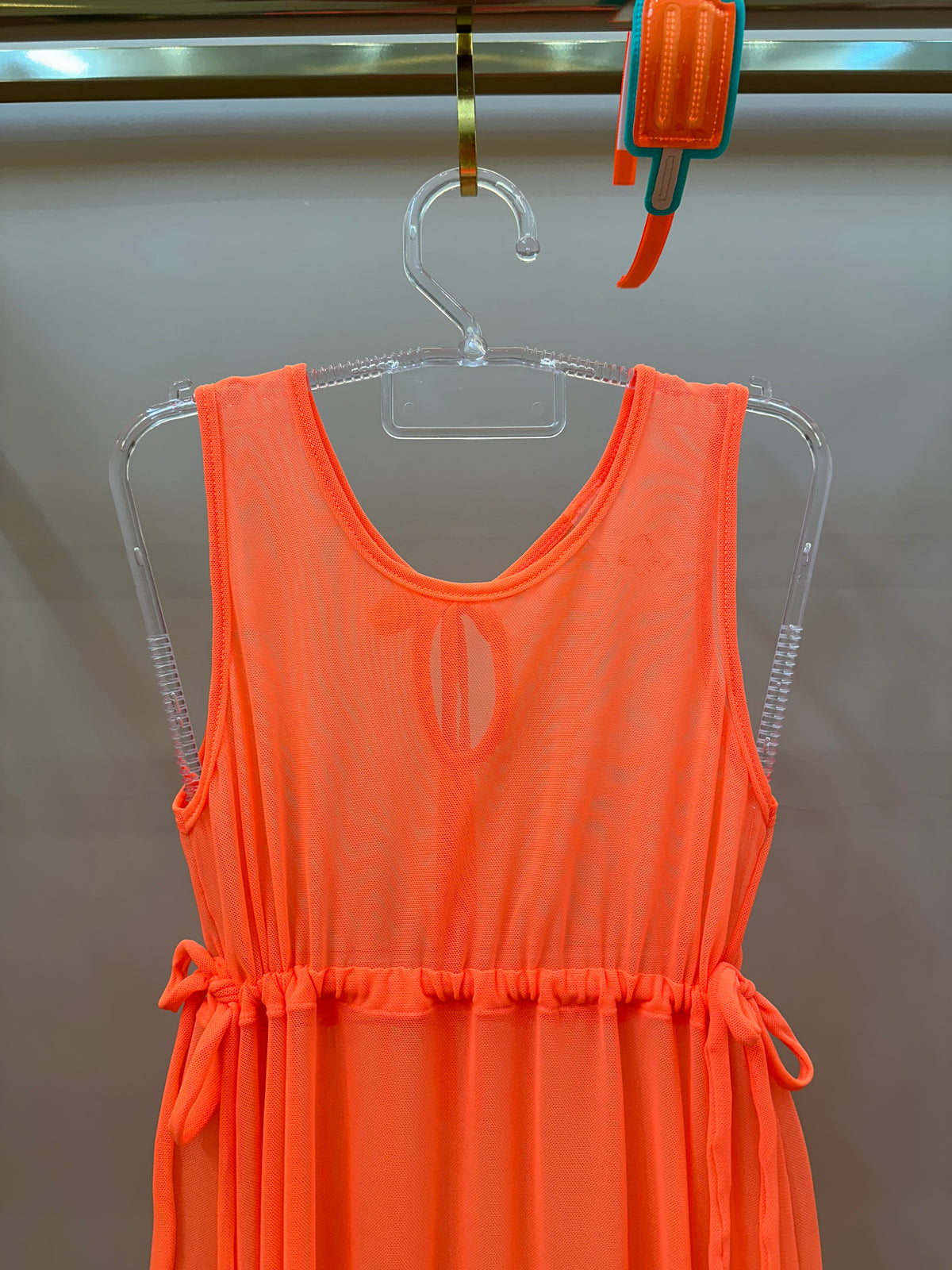 Vestido Infantil Tule Larissa Laranja Fluor - Siri Kids