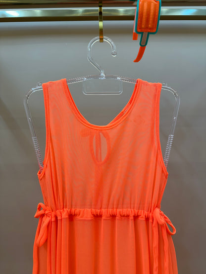 Vestido Infantil Tule Larissa Laranja Fluor - Siri Kids