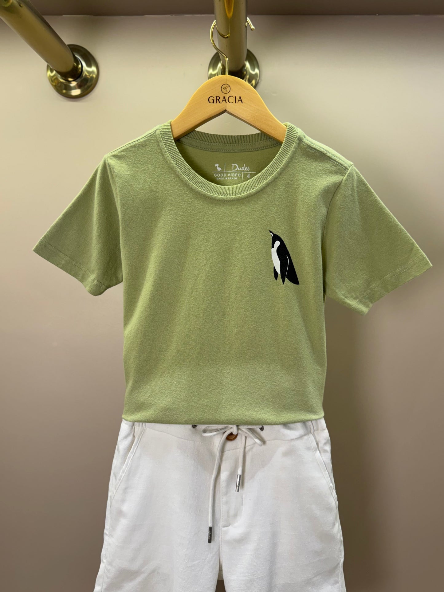 Bermuda Infantil Linho Cordão Branco - Dudes