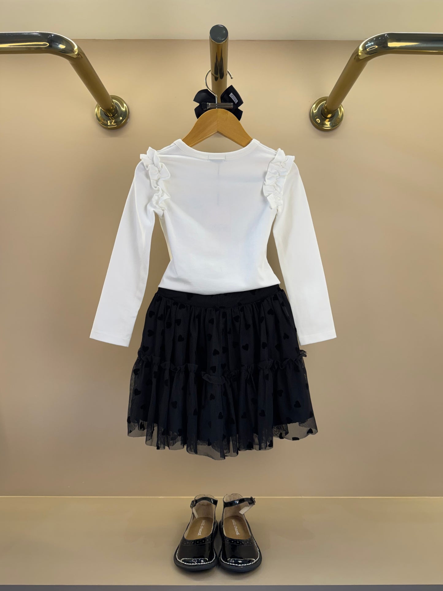 Conjunto Infantil Blusa Ml e Saia Preta - Infanti