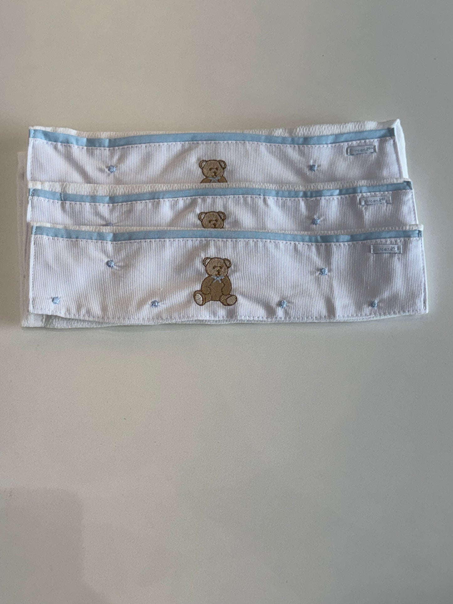 Kit 3 Fraldinhas Boca Bebê Luxo Bordadas Ursinho Azul - Roana