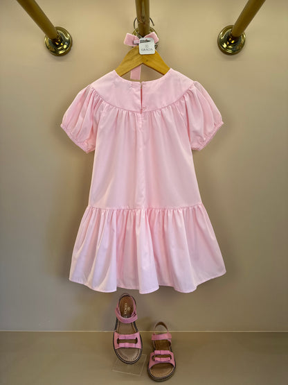 Vestido Infantil Gola Bordada Flores - Mon Sucre