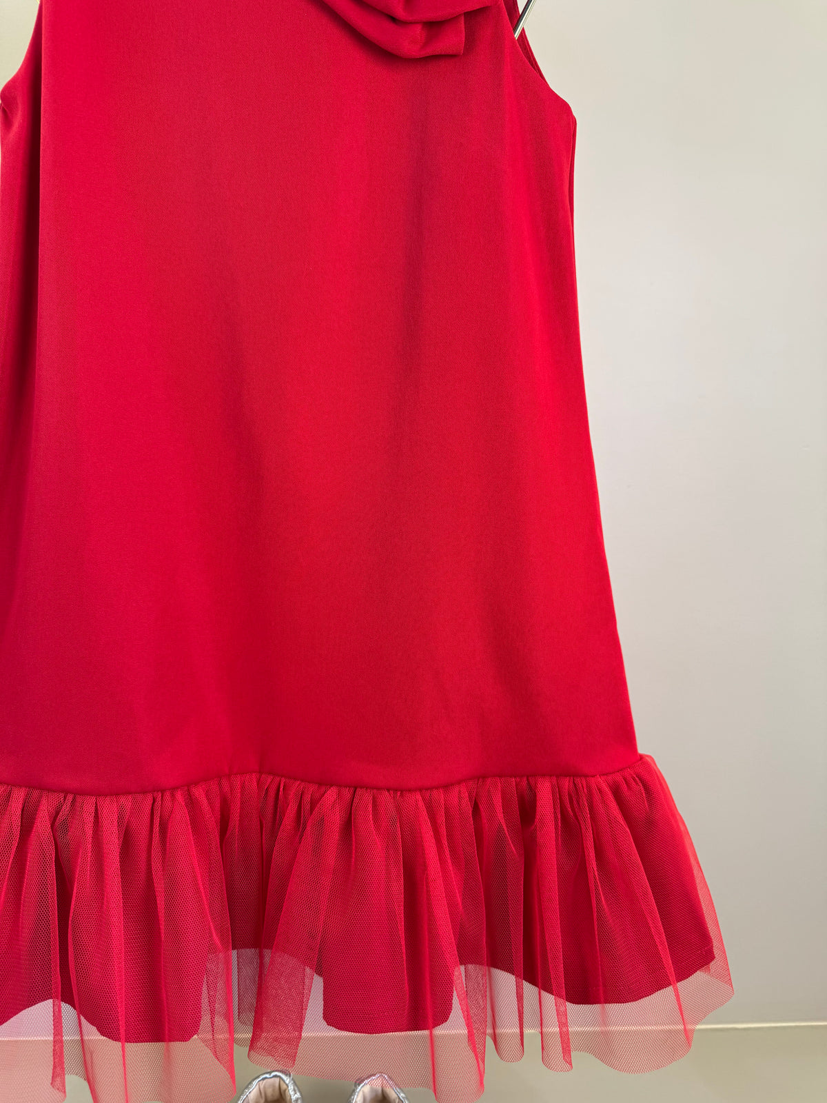 Vestido Infantil Laço Lateral Barra Em Tule Vermelho - Mon Sucre