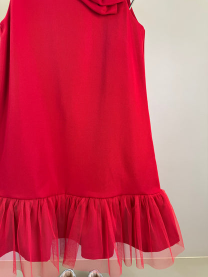 Vestido Infantil Laço Lateral Barra Em Tule Vermelho - Mon Sucre