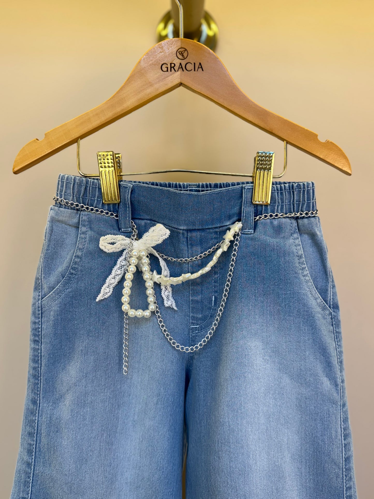 Calça Jeans Infantil  Wide Cargo Com Cinto - Gabriela Aquarela
