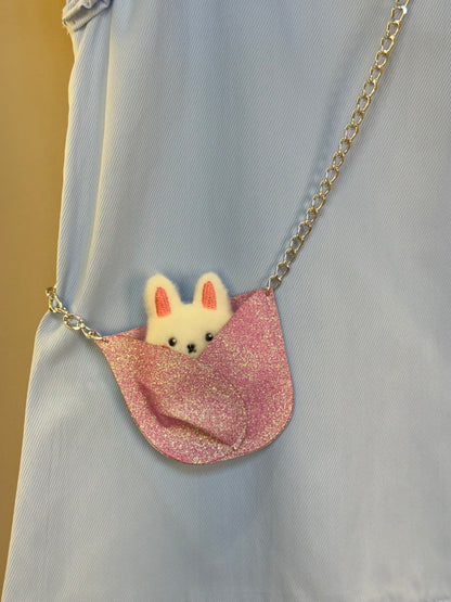 Vestido Infantil Algodão Azul com Bolsinha Coelhinho - Gabriela Aquarela