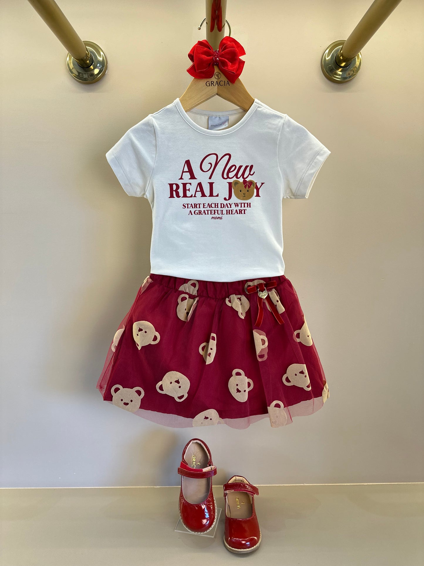 Conjunto Infantil Blusa  New Real Ursa e Saia de Tule Ursas - Momi