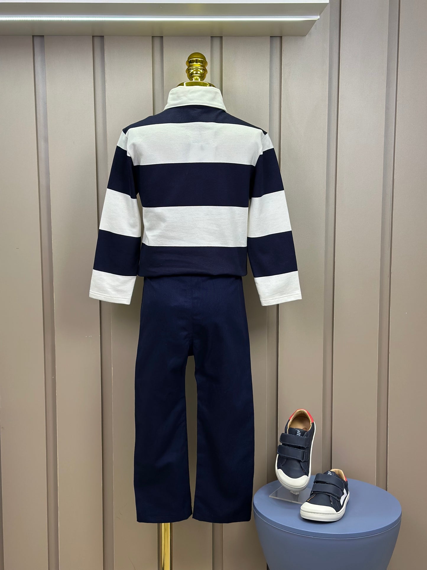 Conjunto Infantil Polo Patch Disney Listrada e Calça Alfaiataria Marinho - Youccie