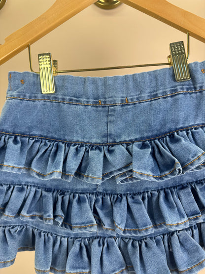 Saia Infantil Jeans Babadinhos Franzidos - Luluzinha