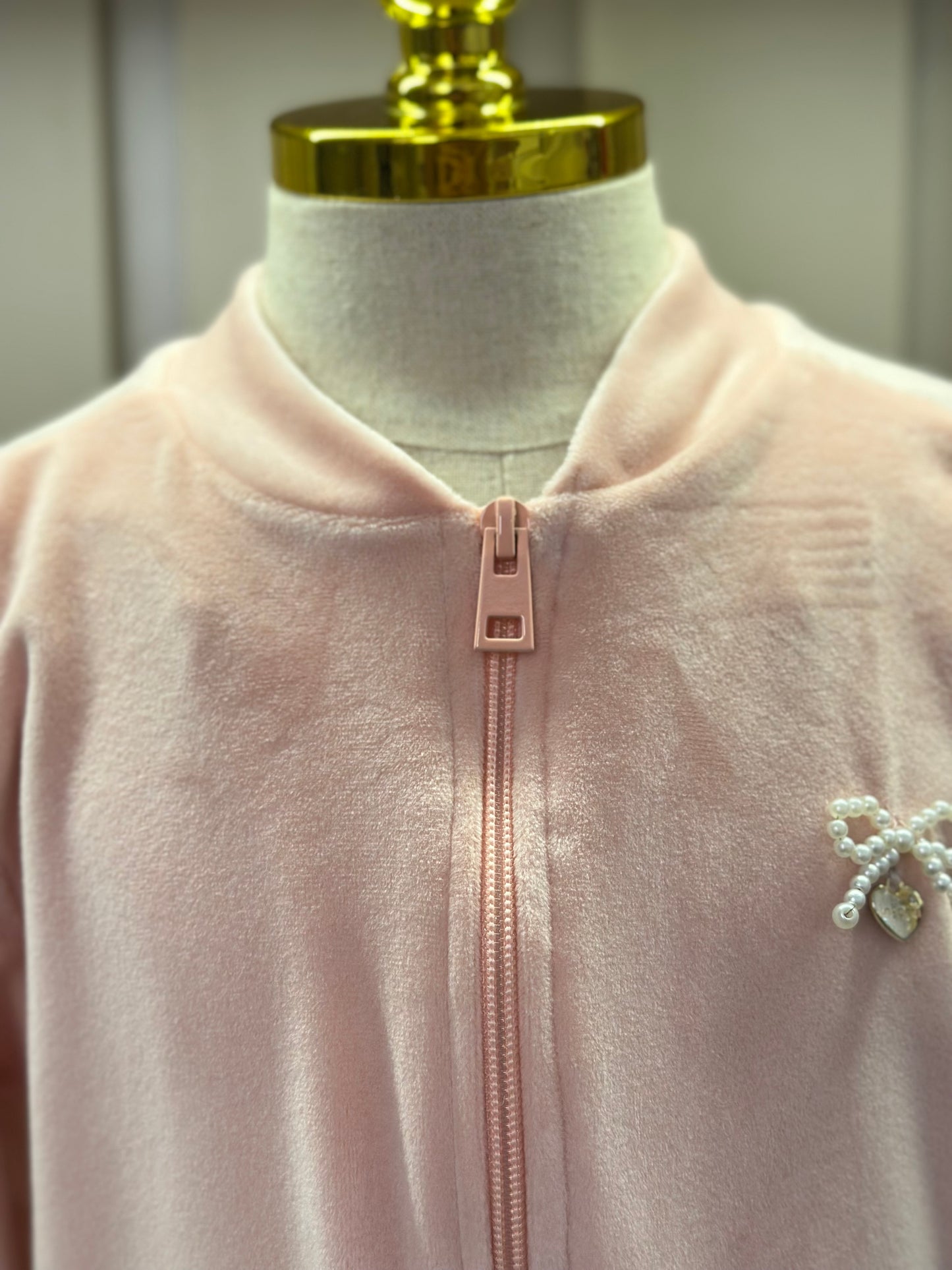 Conjunto Jaqueta e Calça Jogger Veludo Elastano Rosa Claro - Infanti