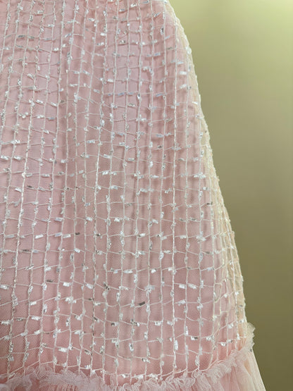 Vestido Infantil Texturizado Em Tule Rosa - Petit Cherie