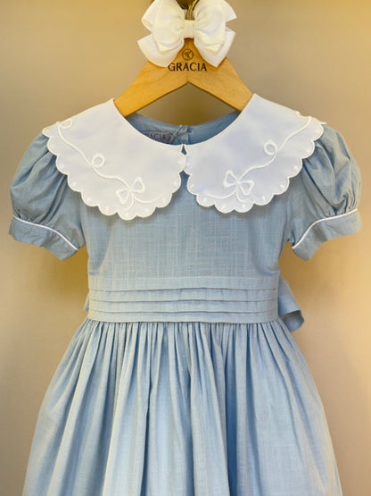 Vestido Infantil Clássico Algodão Glória Cambraia Orgânica Azul -  Gracia