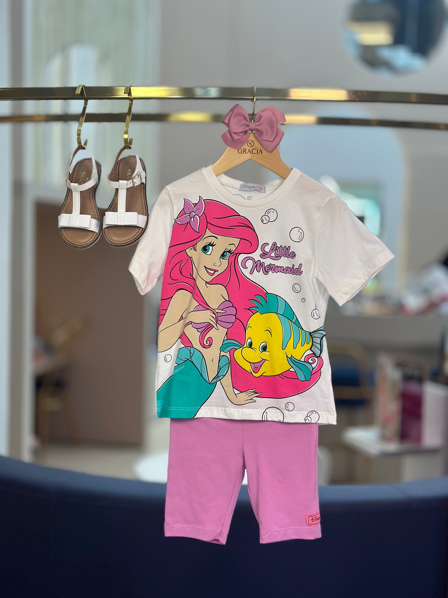 Conjunto Infantil Ariel & Linguado Blusa e Legging Lilás - Momi