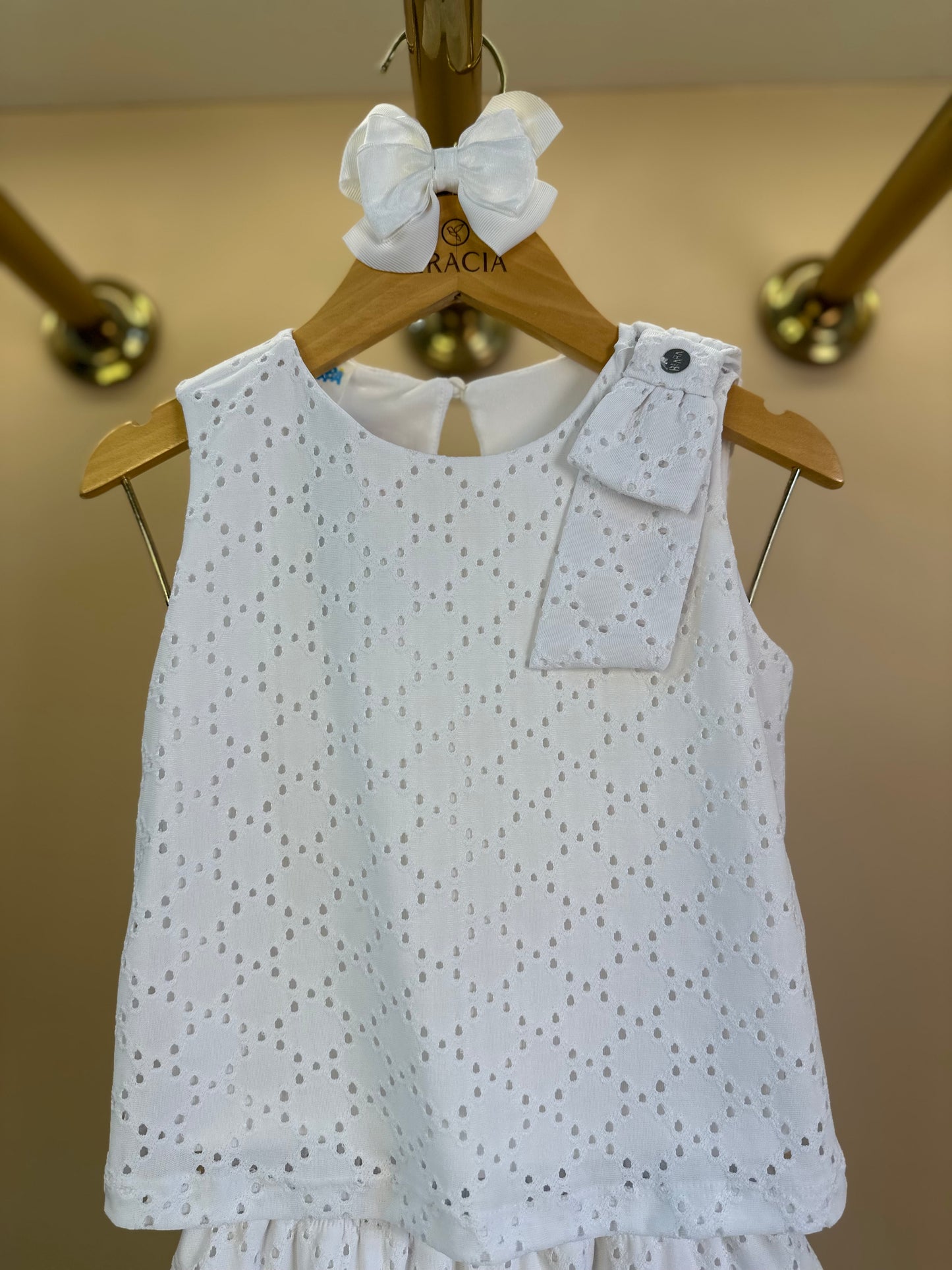 Conjunto Infantil Blusa Maxi Laço e Saia Malha Laise - Beabá