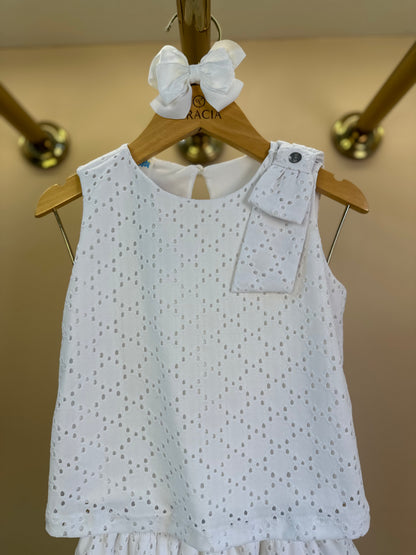 Conjunto Infantil Blusa Maxi Laço e Saia Malha Laise - Beabá