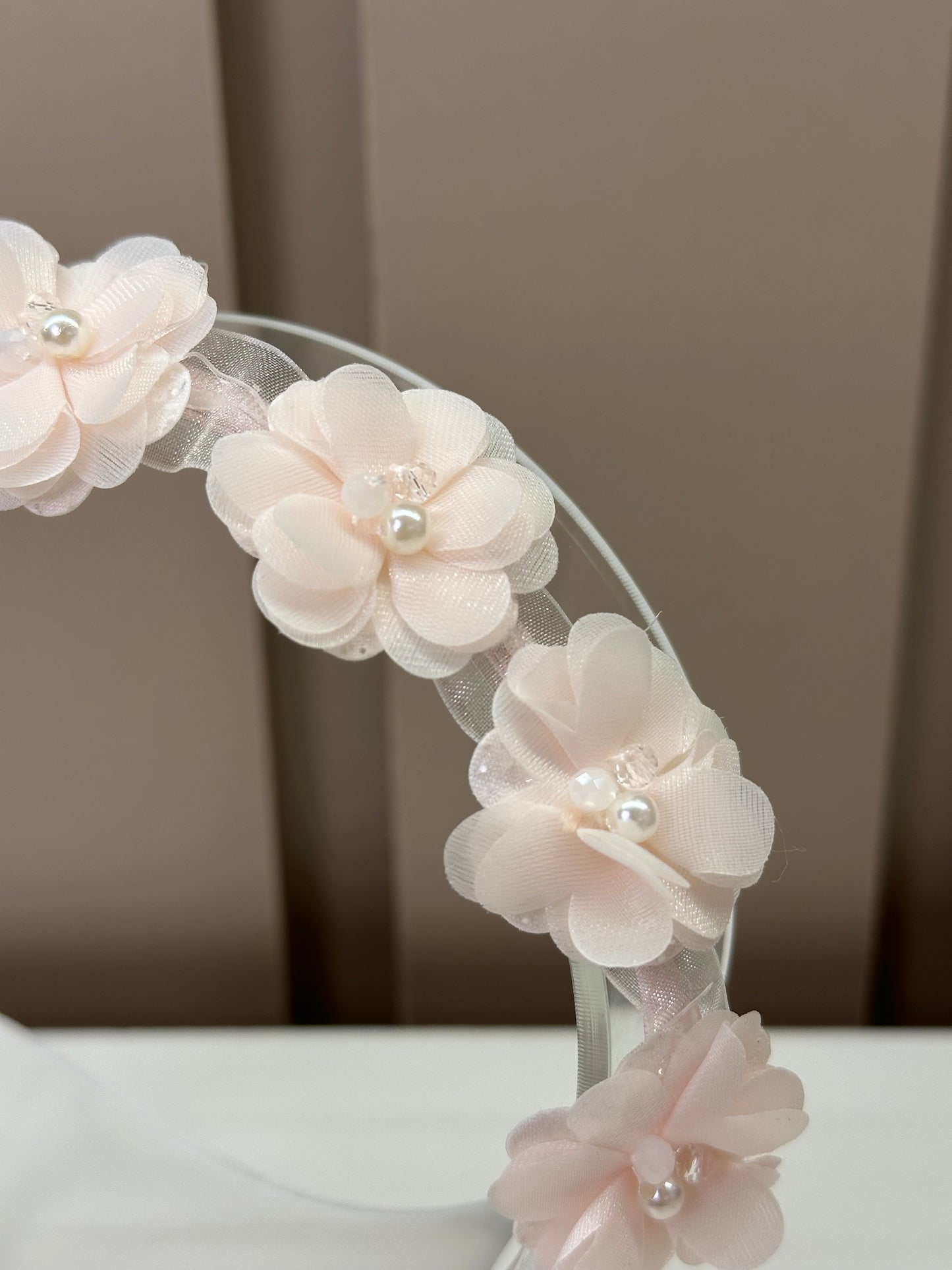 Tiara Infantil Flores 3D Tule Rosa - Petit Cherie