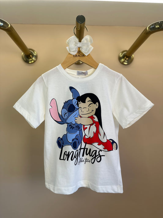 Blusa Infantil Lilo & Stitch Long Hugs Strass - Momi