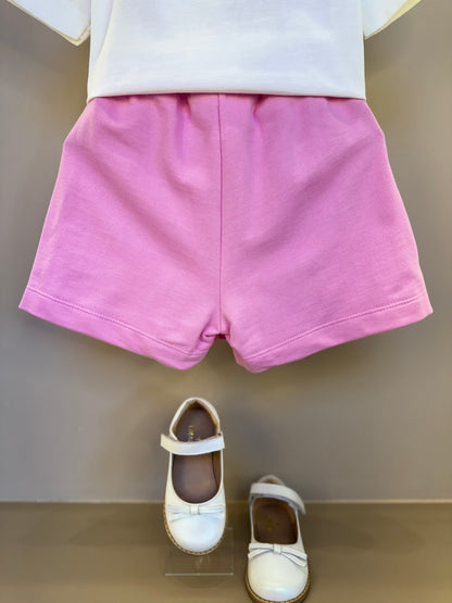 Conjunto Infantil Blusa Tea Party e Shorts Rosa Girly - Animê Petite PRÉ-VENDA